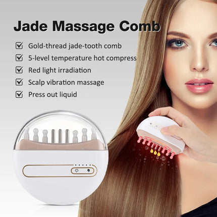 Masajeador eléctrico de cuero cabelludo de jade con compresas calientes y aplicador de aceite para el crecimiento del cabello