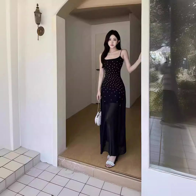 Robe fourreau longue à perçage à chaud pour femmes