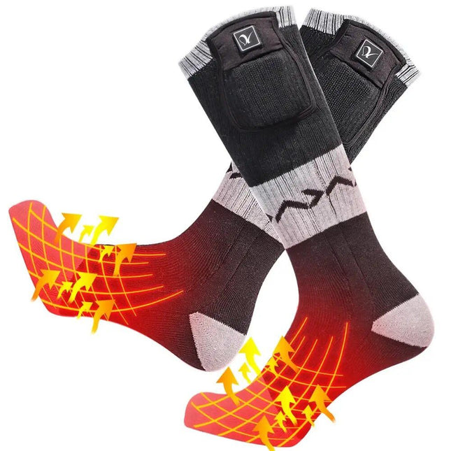 Rechargeable Thermal Electric Heated Socks with 3-Level Temperature Control for Outdoor Activities - Wnkrs