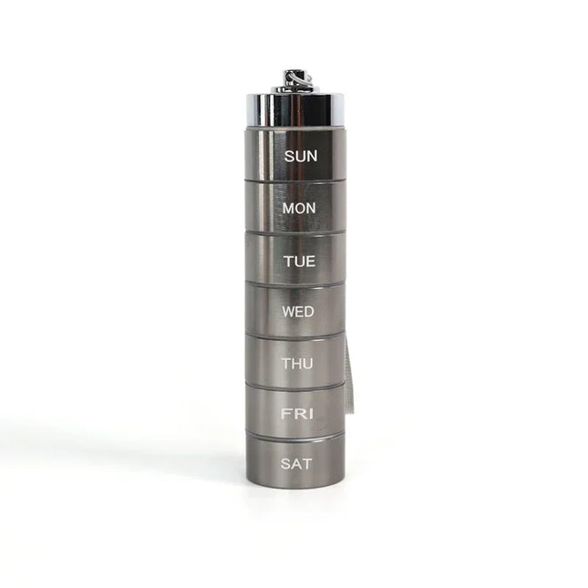 Pilulier portable en aluminium étanche à 7 compartiments