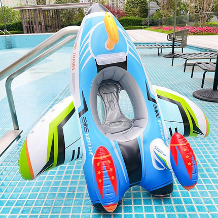 Flotador inflable para natación con forma de avión y asiento para niños