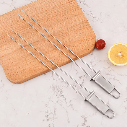 Stainless Steel Semi-Automatic BBQ Grill Forks - Portable Skewers for Camping & Picnic