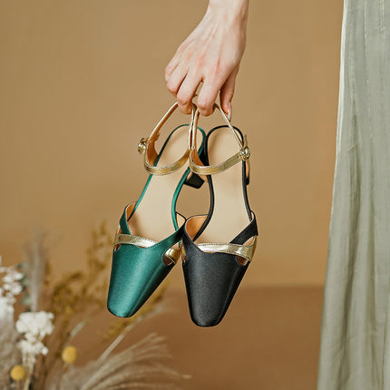 Elegant Square Heel Sandals with Ankle Strap - Summer Collection