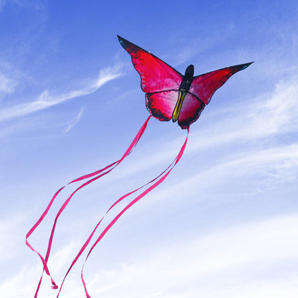 Hermosa cometa de mariposa de cristal rojo con cuerda de 100 m