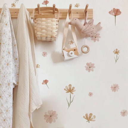 Pegatinas de pared con acuarela y motivos florales bohemios