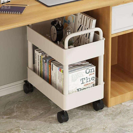 Compact 2-Tier Mobile Bookshelf Cart with Wheels - Wnkrs