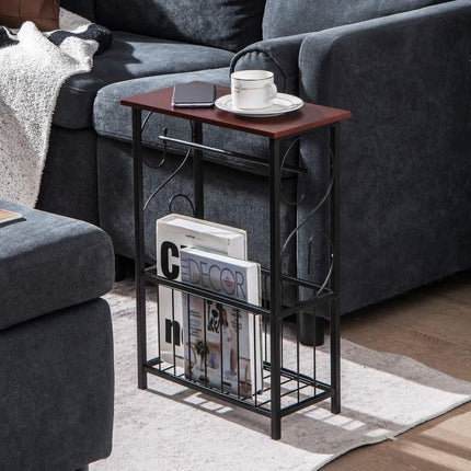 Modern Narrow Side Sofa Table with Removable Paper Holder - Wnkrs