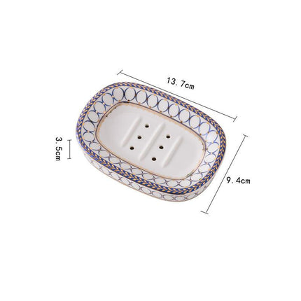 Porte-savon en céramique à double couche avec incrustations dorées nordiques