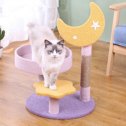 Three-Layer Cat Climbing Tower with Scratching Post & Jumping Platform