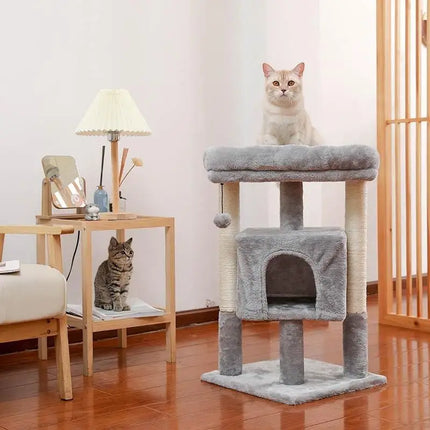 Torre de árbol para gatos grande con percha, hamaca y poste rascador