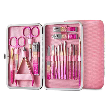 Coffret de manucure et pédicure de luxe dégradé rose doré