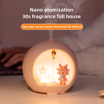 Lámpara de aromaterapia con dibujos animados y minihumidificador de aire USB