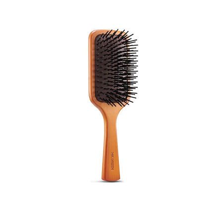 Brosse à cheveux de massage du cuir chevelu en bois d'érable naturel avec peigne à dents fines