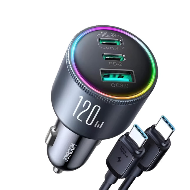 Chargeur de voiture ultra rapide 120 W avec 3 ports