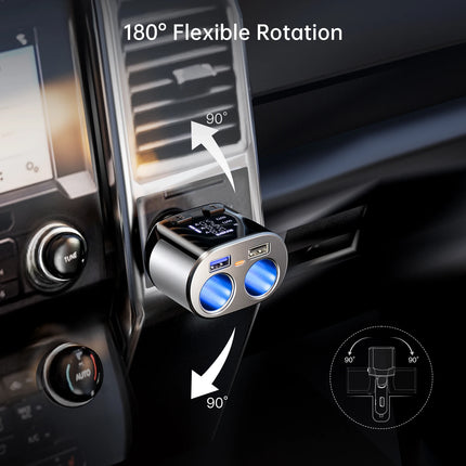 Chargeur rapide de voiture 66 W avec double adaptateur USB PD et affichage numérique