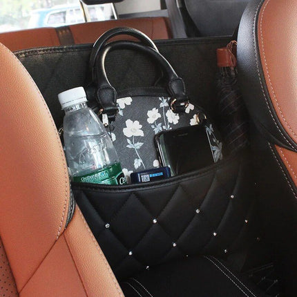 Luxury Crystal Rhinestone Car Seat Organizer with Multi-Pockets - Wnkrs