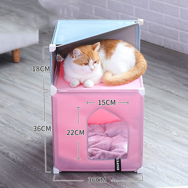 Cama extraíble de lujo para mascotas y caseta doble para gatos