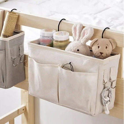 Multi-Purpose Bedside Storage Organizer: Canvas Hanging Pocket for Bedroom Essentials - Wnkrs