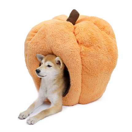 Cama de invierno para perros con forma de calabaza