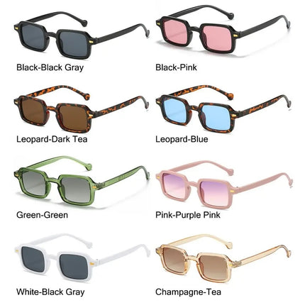 Retro Rivet Gradient Square Sunglasses - UV400 Protection Unisex Eyewear for Sports and Fashion