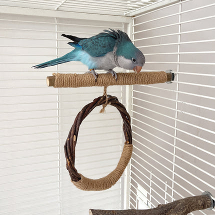 Balançoire et support pour oiseaux en bois de pommier naturel