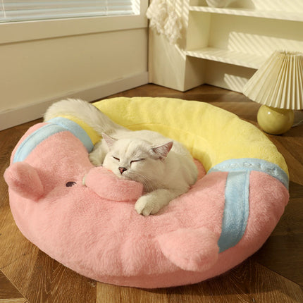 Cama para gatos con forma de cerdo rosa