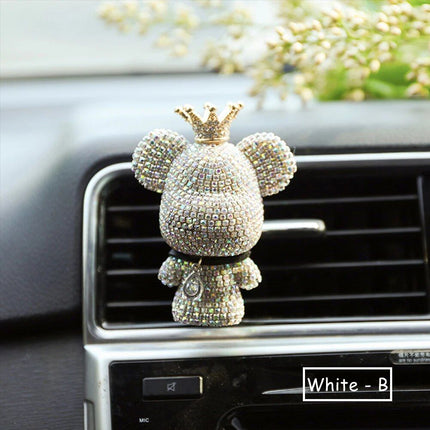 Cute Bear Car Air Vent Perfume Clip with Dazzling Rhinestone - Wnkrs