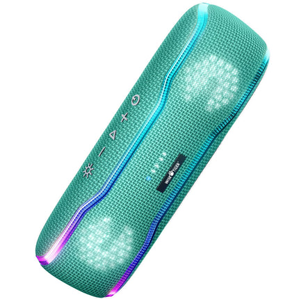 Altavoz Bluetooth para exteriores resistente al agua de 25 W con luz RGB y sonido envolvente estéreo