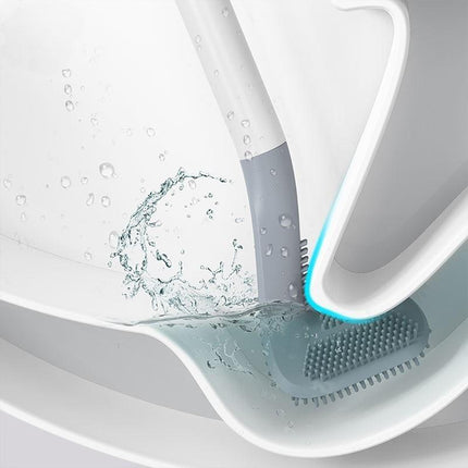 Brosse de toilette en silicone à long manche pliable et antidérapante