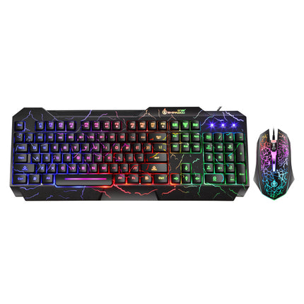 Burst Office Gaming Keyboard & Mouse Set - Mechanical Feel, Luminous Multicolor Backlit