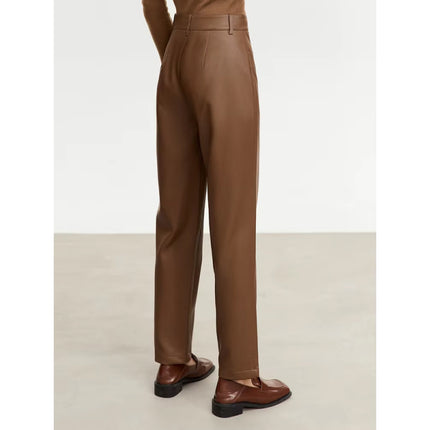 Pantalon décontracté en cuir PU longueur cheville