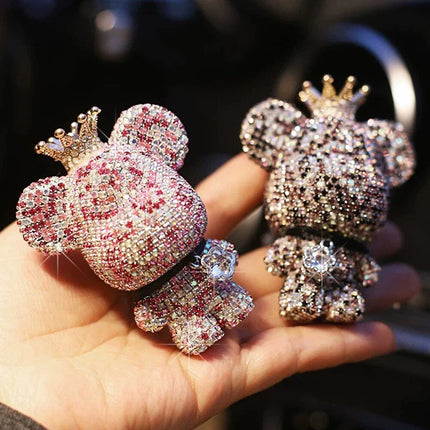 Cute Bear Car Air Vent Perfume Clip with Dazzling Rhinestone - Wnkrs