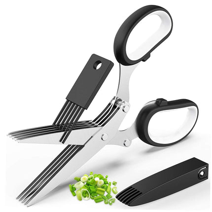 Herb Scissors Set With 5 Blades And Cover - Multipurpose Kitchen Chopping Shear - Wnkrs