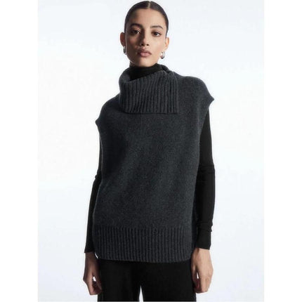 Gilet pull sans manches en tricot slim à col haut