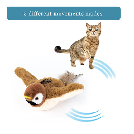 Juguete interactivo para gatos con forma de gorrión que canta