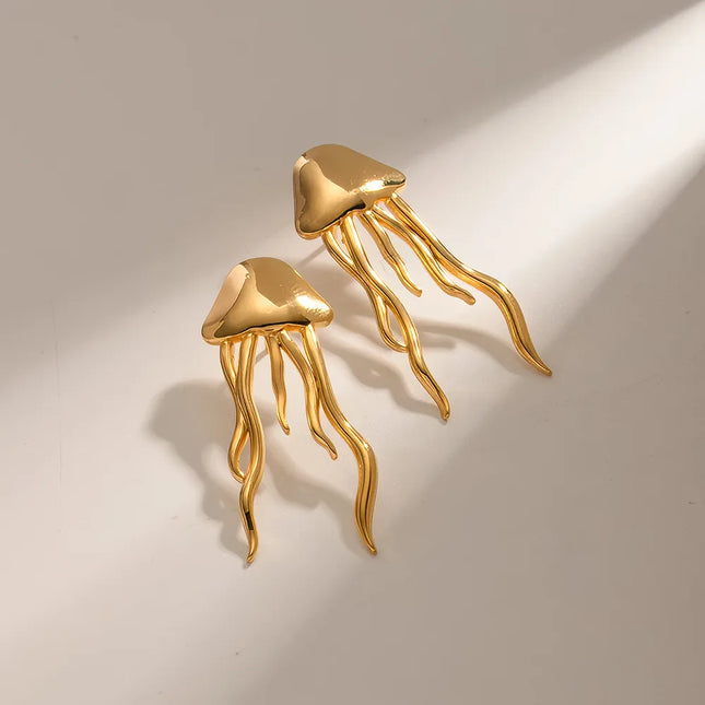 18K Gold Color Jellyfish Stud Earrings