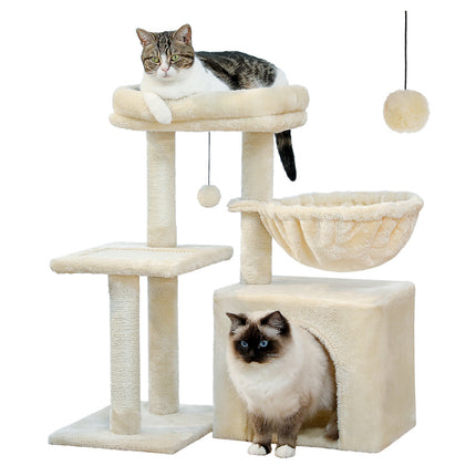 Arbre à chat compact 2 en 1 avec griffoir et hamac confortable, 73 cm de haut