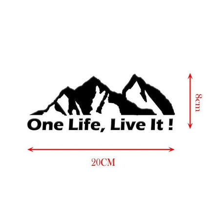 Universal 'One Life Live It' Off-Road Car Sticker - Mountain Silhouette Decal for All Vehicles - Wnkrs