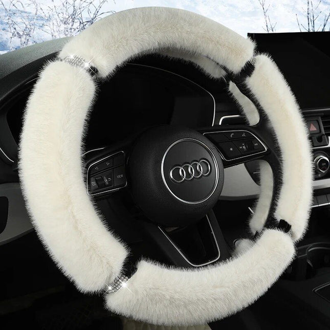 Luxury Anti-Slip Suede Fur Diamond Steering Wheel Cover - Wnkrs