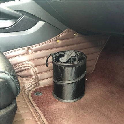 Compact Foldable Car Trash Can with Pressing Lid and Storage Pocket - Wnkrs