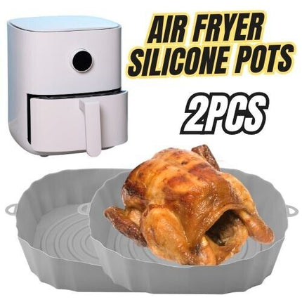 2Pcs Air Fryer Silicone Pot Baskets Liners Non-Stick Safe Oven Baking Tray Mats - Wnkrs