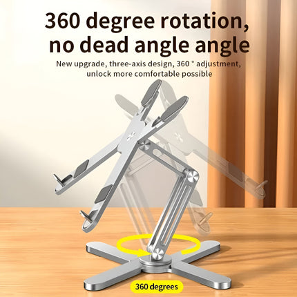 Soporte para portátil plegable de aluminio con rotación de 360° y disipación de calor