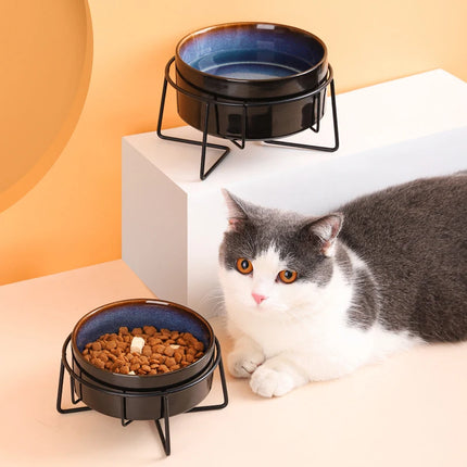 Comederos dobles para gatos con soporte de hierro - Comederos Starry Pet para gatos y perros pequeños