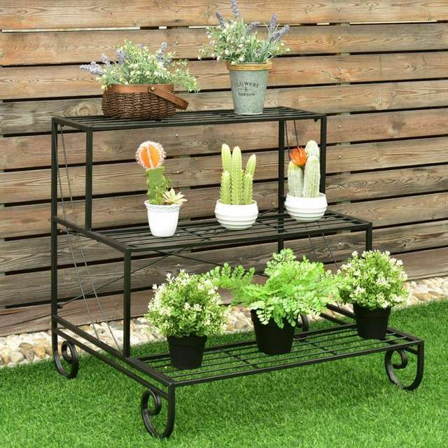 3 Tier Outdoor Metal Plant Stand - Wnkrs