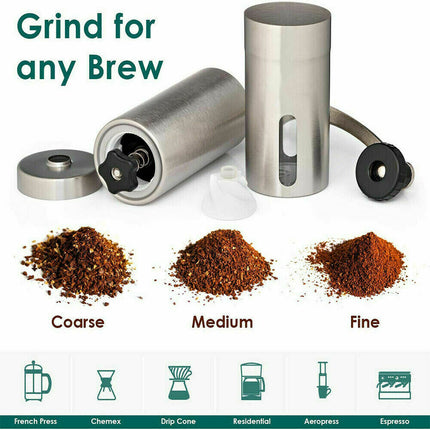 Hand Crank Pepper Conical Burr Grinder Coffee Beans Mill Muller Stainless Steel - Wnkrs