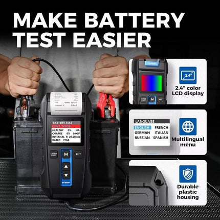 Advanced 12V/24V Digital Battery Tester with Built-in Printer and Multilingual Support - Wnkrs