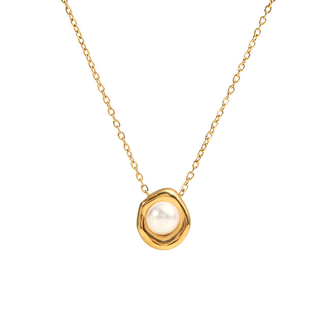 Elegant Stainless Steel Pearl Pendant Necklace for Women