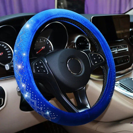 Universal Four Seasons Anti-Skid Steering Wheel Cover with Diamond Velvet Style - Wnkrs