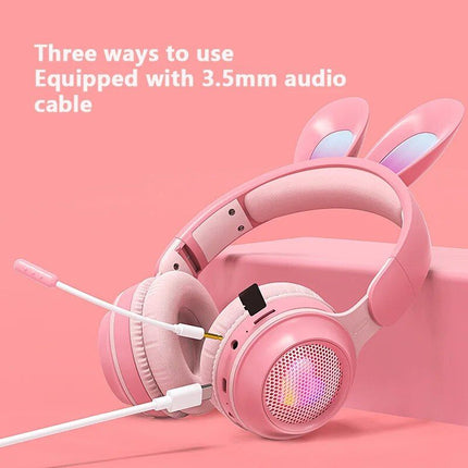 LED Bluetooth Rabbit Ear Headphones with Noise-Reduction Mic & TF Card Support - Wnkrs