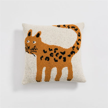 Housse de coussin tricotée en microfibre à motif de chat mignon